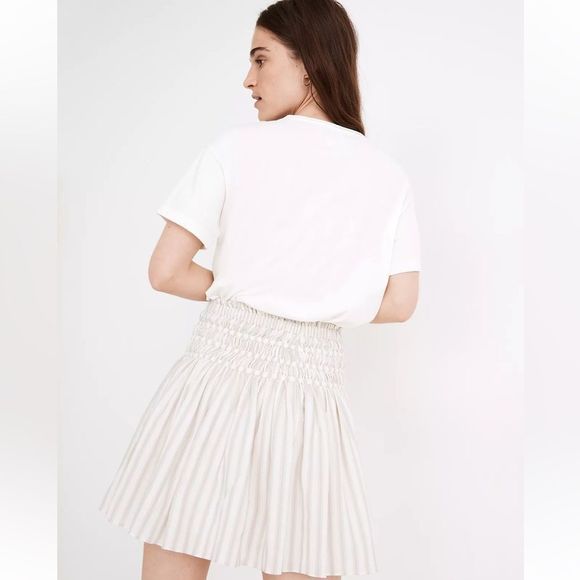 Madewell Smocked Pull-On Mini Skirt in Stripe - Picture 3 of 7